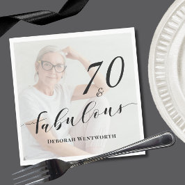 Servilleta De Papel Guión de foto de cumpleaños setenta y fabuloso