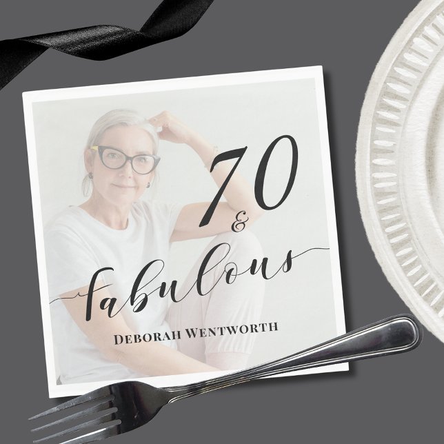 Servilleta De Papel Guión de foto de cumpleaños setenta y fabuloso (Subido por el creador)