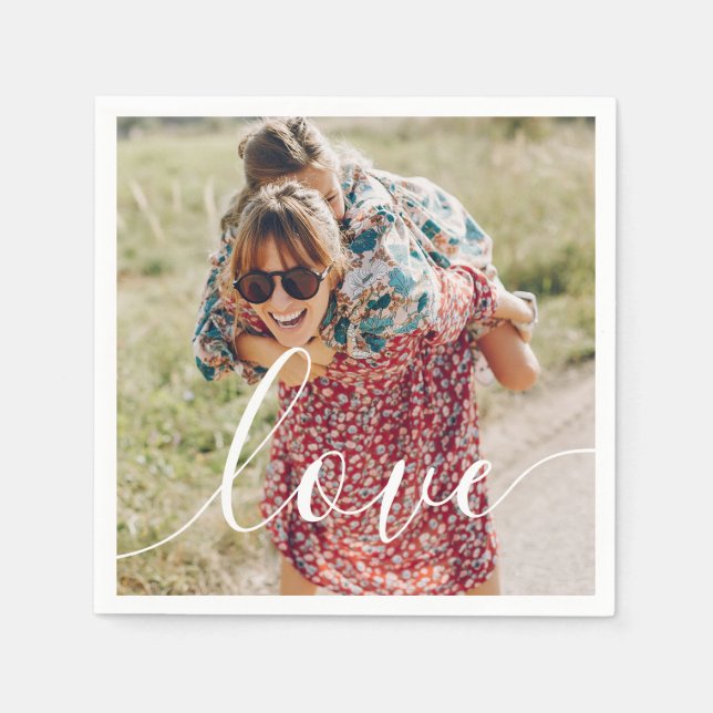Servilleta De Papel Guión de foto personalizada de amor (Anverso)
