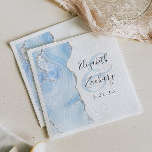 Servilleta De Papel Guion de geoda de ágata Boda de plata azul bebé