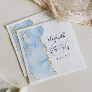 Servilleta De Papel Guion de geoda de ágata boda oro azul bebé