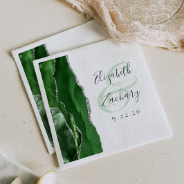 Servilleta De Papel Guion de geoda de ágata, cazador verde, boda de pl