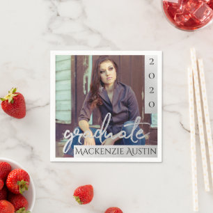 Servilleta De Papel Guión de graduación plateado   Keepsake de pincel 