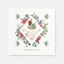 Servilleta De Papel Guión de invierno Wreath te desea una feliz Navida