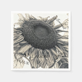 Servilleta De Papel Guión de la descomposición de Sepia de los girasol