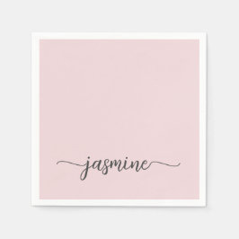 Servilleta De Papel Guion de monograma rosa sonrosado simple minimalis