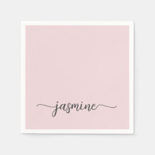 Servilleta De Papel Guion de monograma rosa sonrosado simple minimalis
