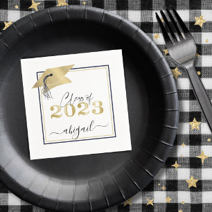 Servilleta De Papel Guión de oro metálico del tapón de graduación