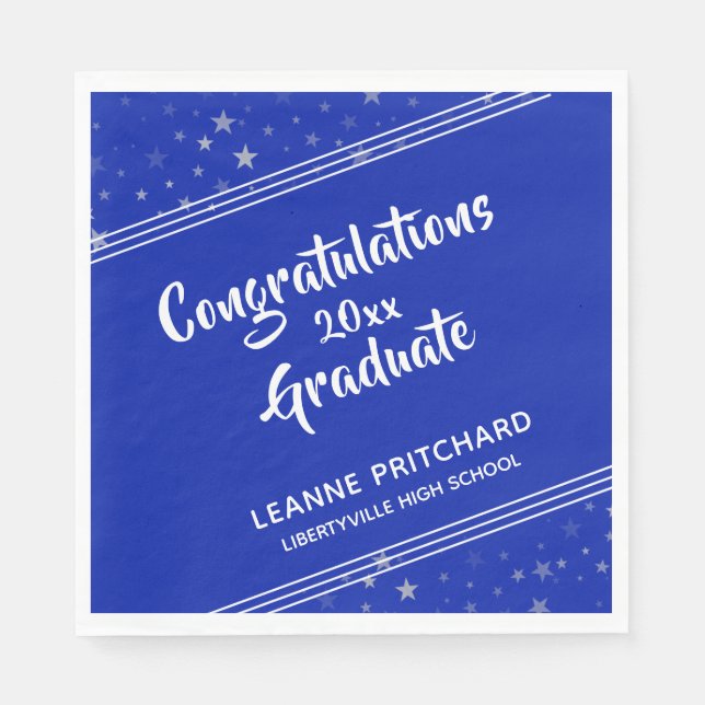 Servilleta De Papel Guión de pincel moderno Estrellas diagonales nombr (Anverso)