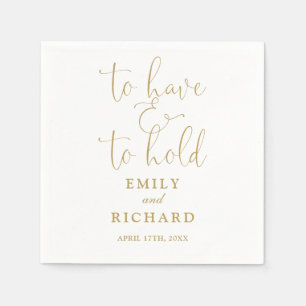 Servilleta De Papel Guión de To Have And To Hold Boda Dorado Chic