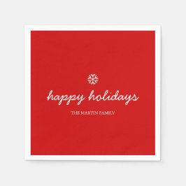 Servilleta De Papel Guión de vacaciones felices de Nappo Rojo