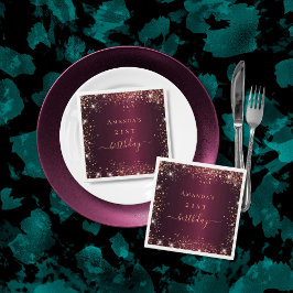 Servilleta De Papel Guión del nombre de oro del rosa burgundy de cumpl