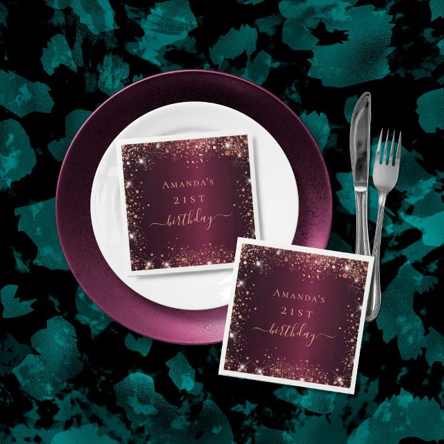 Servilleta De Papel Guión del nombre de oro del rosa burgundy de cumpl (Subido por el creador)