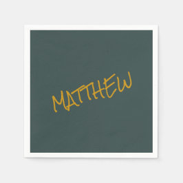 Servilleta De Papel Guión dorado moderno oscuro verde