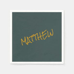 Servilleta De Papel Guión dorado moderno oscuro verde