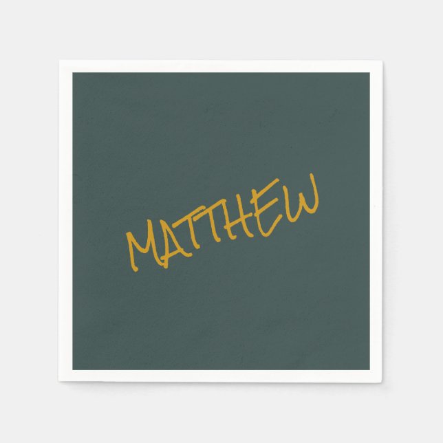 Servilleta De Papel Guión dorado moderno oscuro verde (Anverso)