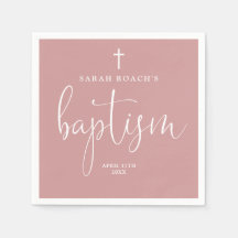 Guión elegante moderno Bautismo rosa Rosa turbio