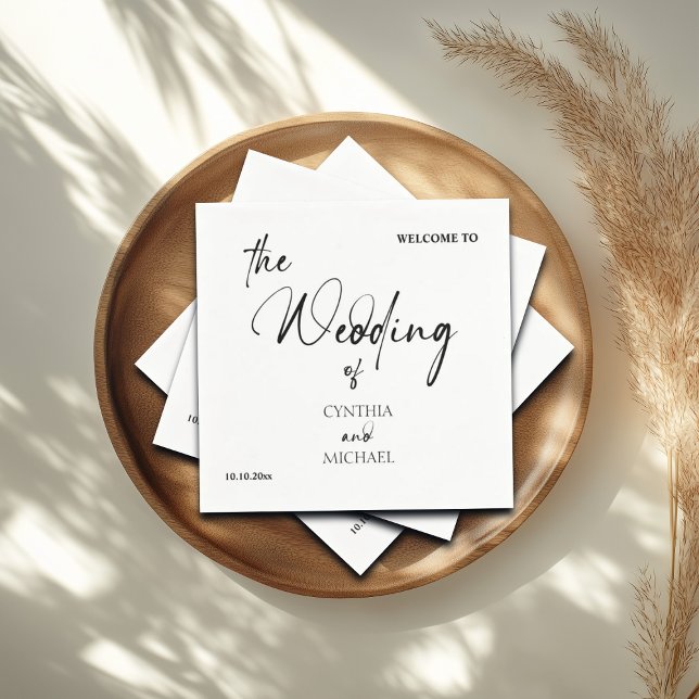 Servilleta De Papel Guión escrito a mano 'Bienvenido a nuestro Boda' (Subido por el creador)