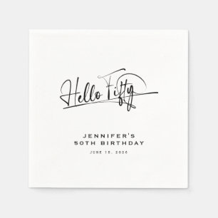 Servilleta De Papel Guión Hola Cincuenta Minimalista Cumpleaños 50