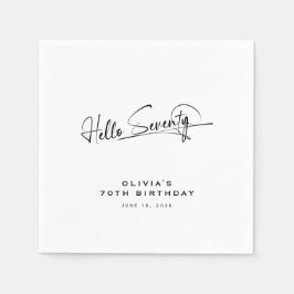 Servilleta De Papel Guión Hola Setenta Minimalista Cumpleaños 70