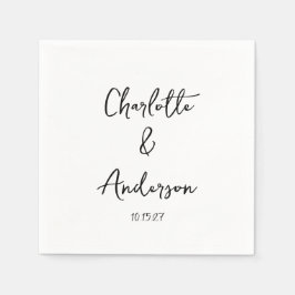 Servilleta De Papel Guión manuscrito Boda personalizada blanca y capri