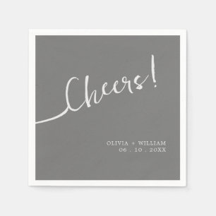 Servilleta De Papel Guión manuscrito moderno anima el gris plateado