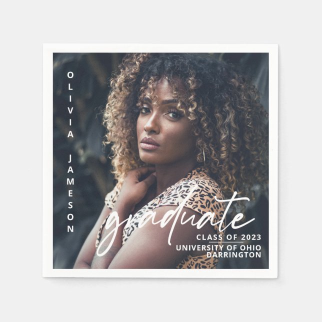 Servilleta De Papel Guión manuscrito moderno para graduados | Foto (Anverso)