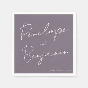 Servilleta De Papel Guión Manuscrito Personalizado Bodas Morado