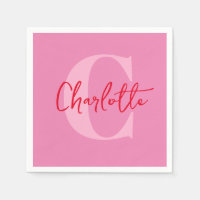 Guión manuscrito Quirky Whimsy Monogramado Rosa