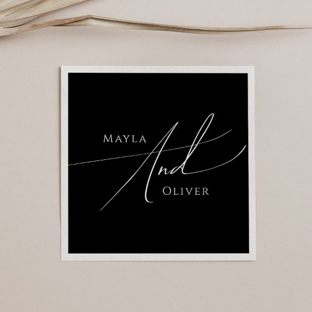 Servilleta De Papel Guión Minimalista caprichoso | Boda negro (Subido por el creador)