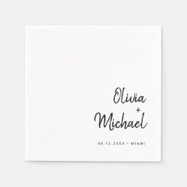 Servilleta De Papel Guión Minimalista moderno | Boda blanco y negro