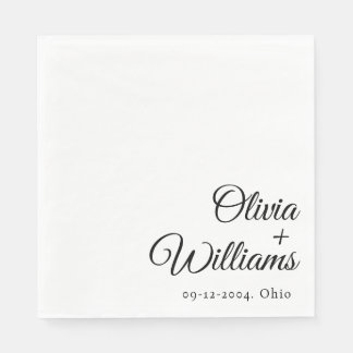 Servilleta De Papel Guión minimalista moderno | Boda en blanco y negro
