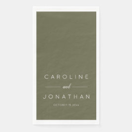 Servilleta De Papel Guion minimalista moderno Olive Moss Boda personal