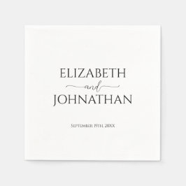 Servilleta De Papel Guión mínimo simple Boda blanco y negro