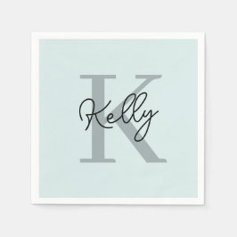 Servilleta De Papel Guión moderno de monograma azul Aqua