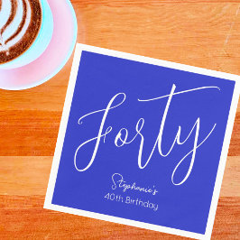 Servilleta De Papel Guión moderno estilo Royal Blue 40 cumpleaños