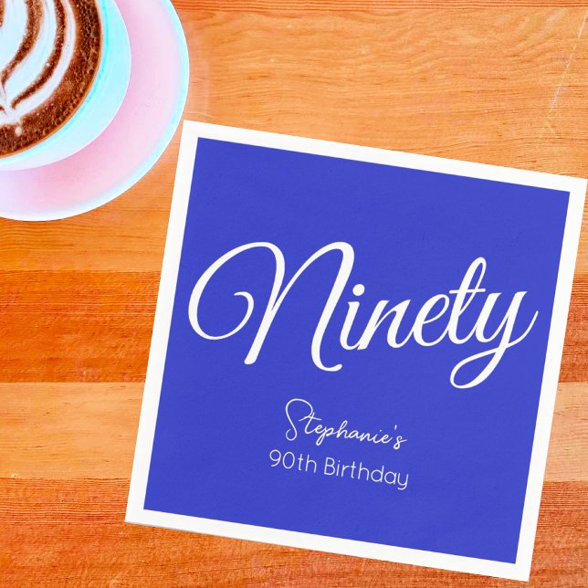 Servilleta De Papel Guión moderno estilo Royal Blue 90 cumpleaños (Subido por el creador)