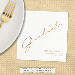 Servilleta De Papel Guión moderno para graduados Gold