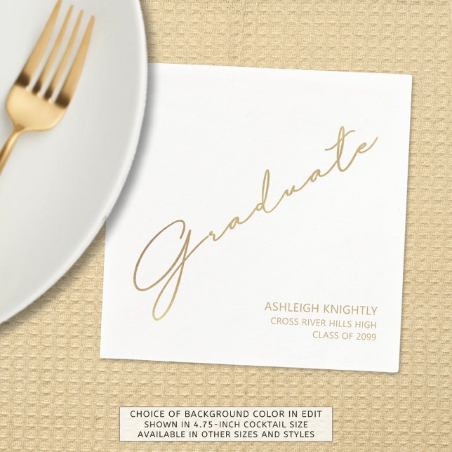 Servilleta De Papel Guión moderno para graduados Gold (Subido por el creador)