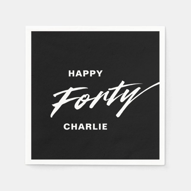 Servilleta De Papel Guión moderno personalizado 40 cumpleaños (Anverso)