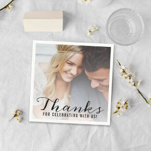 Servilleta De Papel Guión moderno Personalizado Boda Fotográfico Gra