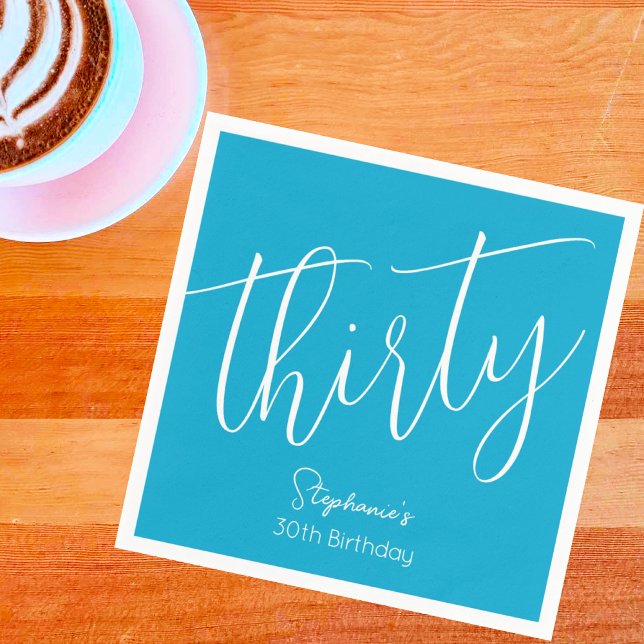 Servilleta De Papel Guión moderno simple Aqua Blue 30 Fiesta de cumple (Subido por el creador)