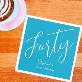 Servilleta De Papel Guión moderno simple Aqua Blue 40 Fiesta de cumple