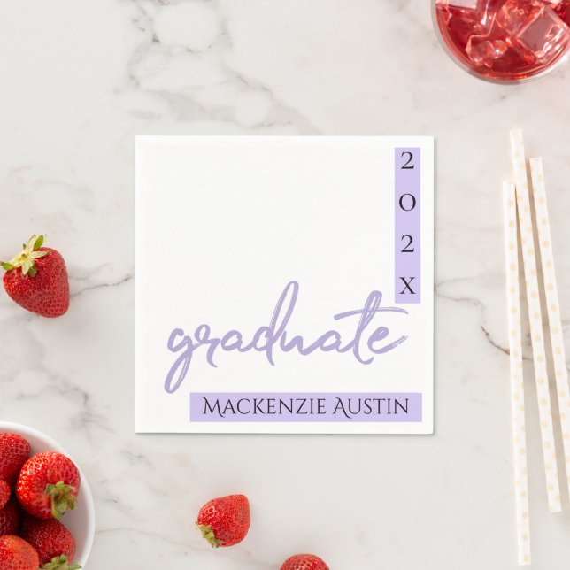 Servilleta De Papel Guión morado graduado | Moda Lavender Keepsake (In situ)