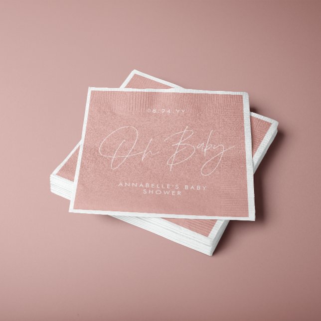 Servilleta De Papel Guión para la ducha de bebé moderno rosa rosa eleg (Subido por el creador)