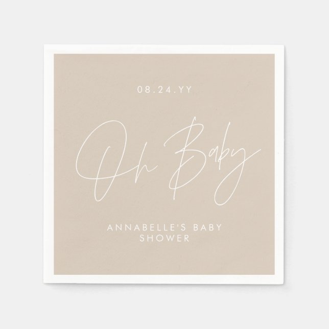 Servilleta De Papel Guión para la ducha moderna crema natural (Anverso)