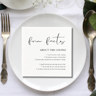 Servilleta De Papel Guión Personalizado Datos Divertidos Boda Blanco N