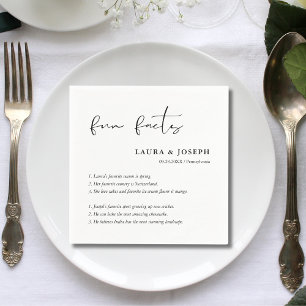 Servilleta De Papel Guión Personalizado Datos Divertidos Boda Blanco N