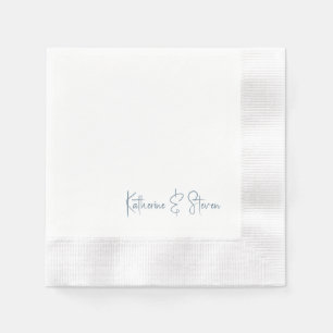 Servilleta De Papel Guion Personalizado Nombres Azules Acuñados Boda