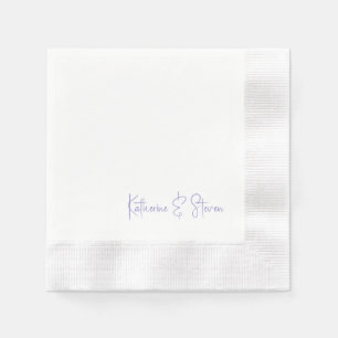 Servilleta De Papel Guión Personalizado Nombres Lavanda Acuñados Boda